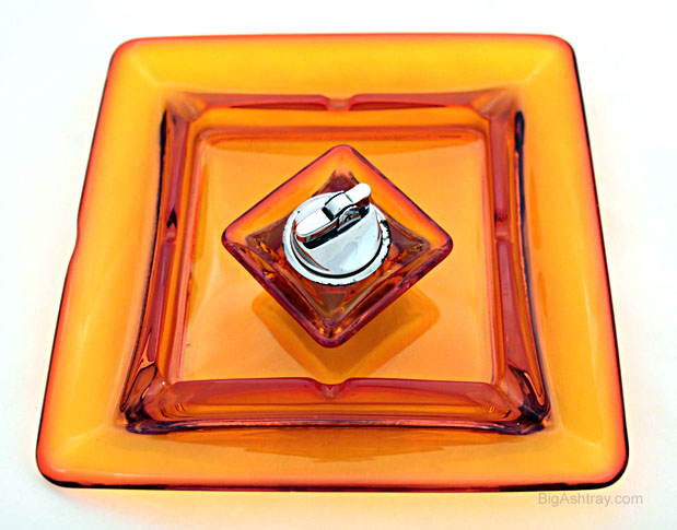 Lighter and Ashtray Set in Persimmon by Viking Art Glass