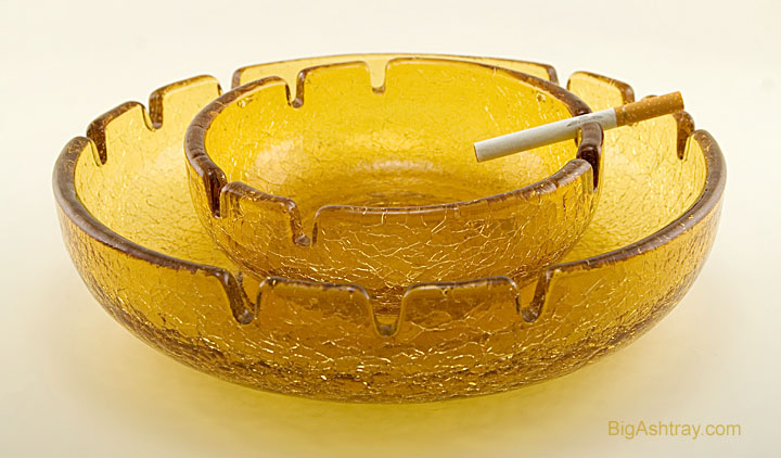 Massive Ash Bowl Set in Amber Crackle by Viking Art Glass