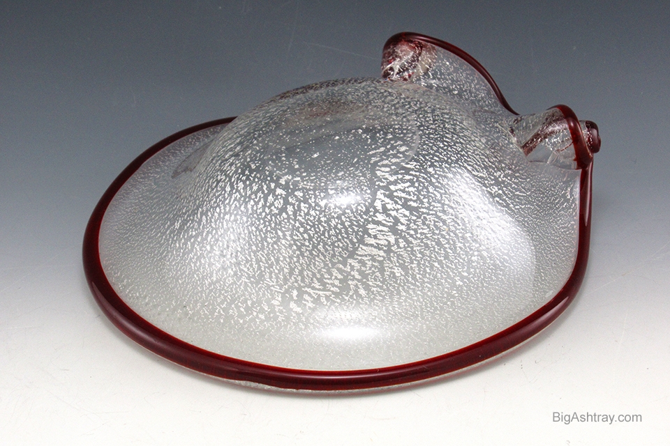 Mid-Century Venetian Glass Silver Veil and Ruby Ashtray - Image 4