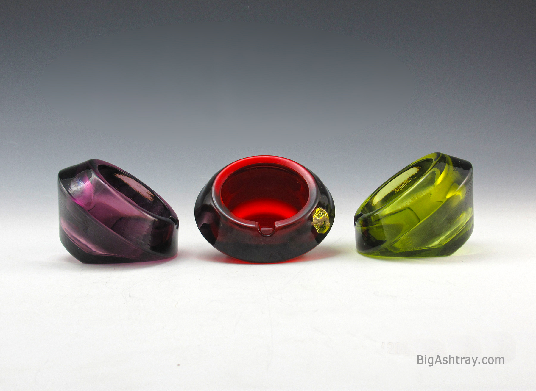 Atomic Era Ashtray Orb Set of 3 by Westmoreland Glass U.S.A.