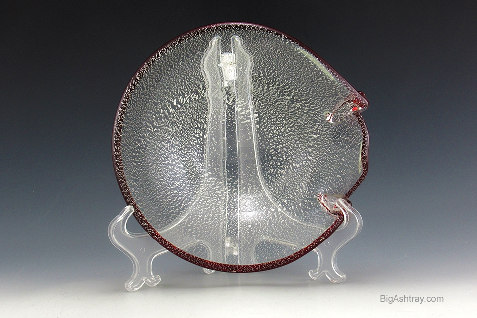 Mid-Century Venetian Glass Silver Veil and Ruby Ashtray - Image 3
