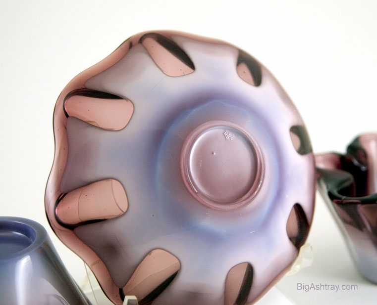 Mod Purple Opaline Art Glass Ashtray Set of Three - Image 3