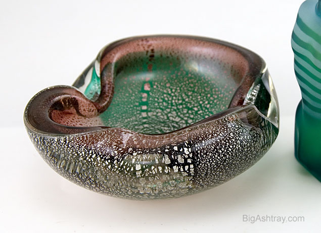 Murano Glass Encased Silver and Oil Spot Ashtray - Image 2