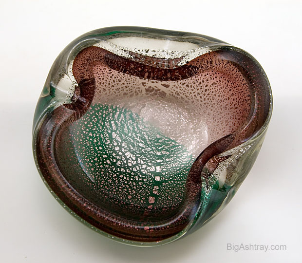 Murano Glass Encased Silver and Oil Spot Ashtray