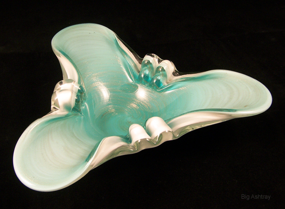 Murano Toso Tripod Shape Triple Cased Italian Art Glass Ashtray
