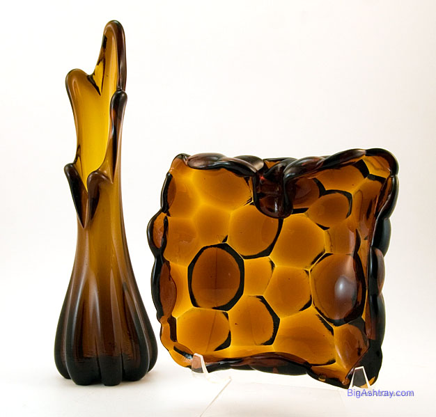 Organic Form Vintage Art Glass Smoking Ashtray