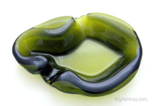 Organic Shaped Green Glass Cigar Ashtray