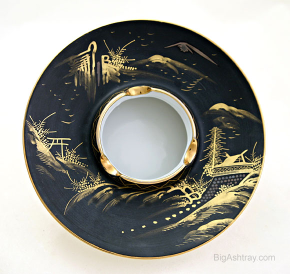 Oriental Garden Porcelain Ashtray Hand Painted