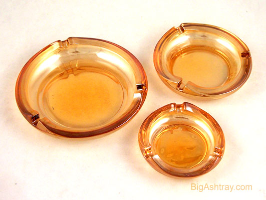 Peach Luster Depression Glass Nesting Ashtray Set