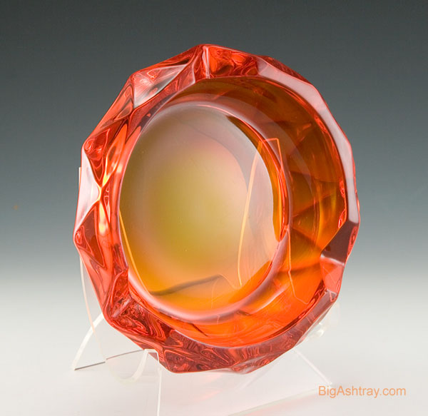 Persimmon Diamond Facet Cigar Ashtray Viking Art Glass