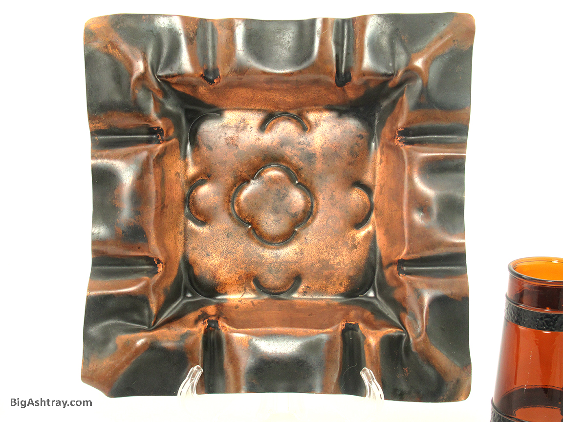 Authentic Inca Copper Large Hammered Cigar Ashtray Signed
