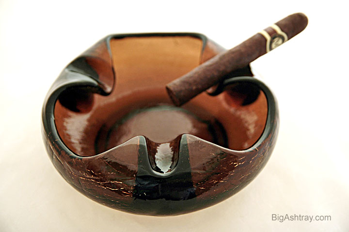 Rare Dark Chestnut Brown Blown Glass Cigar Bowl by Viking - Image 3