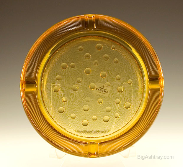 Retro Vintage Viking Art Glass Ashtray with Sticker