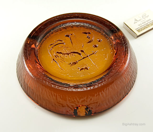 Rooster Weather Vane Vintage Amber Glass Ashtray - Image 3