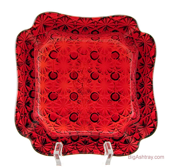 Ruby Glass Buttons and Bows Vintage Ashtray