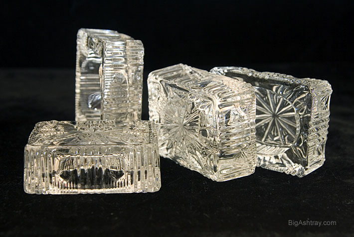 Set of Four Antique Crystal Personal Ashtrays - Image 2