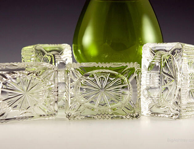 Set of Four Antique Crystal Personal Ashtrays