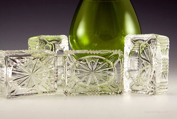 Set of Four Antique Crystal Personal Ashtrays