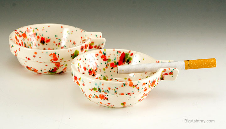 Set of Personal Size Ashtrays with Confetti Decor