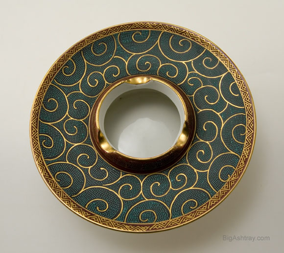 Signed Ashtray Bowl Hand Decorated in Gold and Enamel