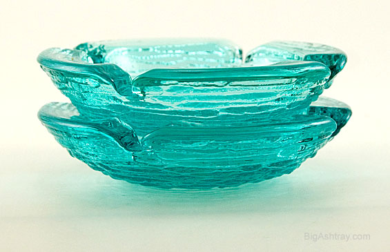 Small Aqua Soreno Glass Retro Ashtray Set