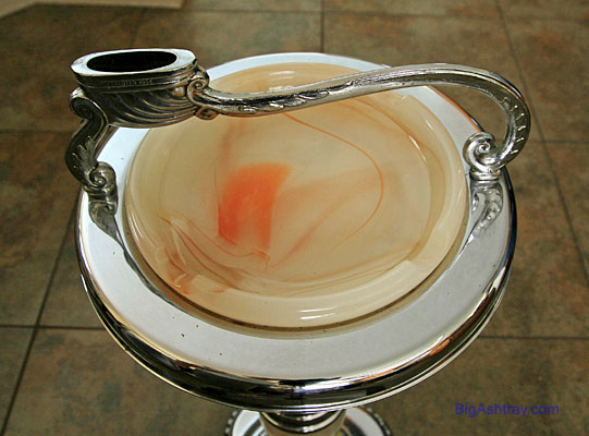Standing Floor Ashtray Slag Glass and Chrome