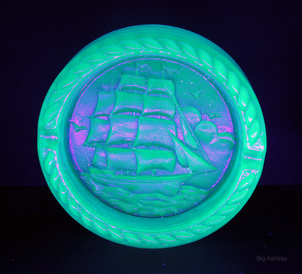 Uranium Blue Glass Frigate Decor Ashtray