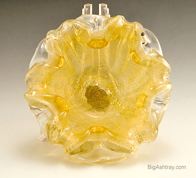 Venetian Art Glass Canary Silver 1950s Elegant Ashtray - Image 4