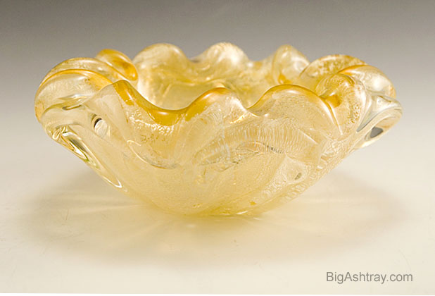 Venetian Art Glass Canary Silver 1950s Elegant Ashtray