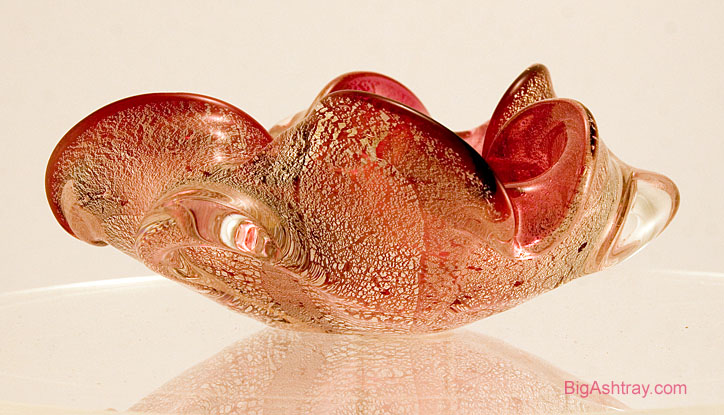 Venetian Art Glass Cranberry Silver 1950's Elegant Ashtray - Image 7