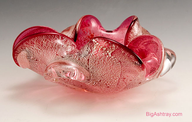 Venetian Art Glass Cranberry Silver 1950's Elegant Ashtray - Image 8