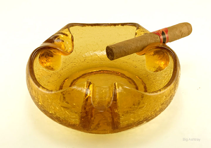 Vintage Luxury Amber Crackle Glass Whiskey Decanter and Cigar Ashtray - Image 2