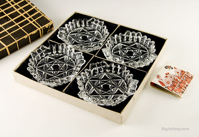 Vintage Bohemian Crystal Guest Ashtray Set - Image 2