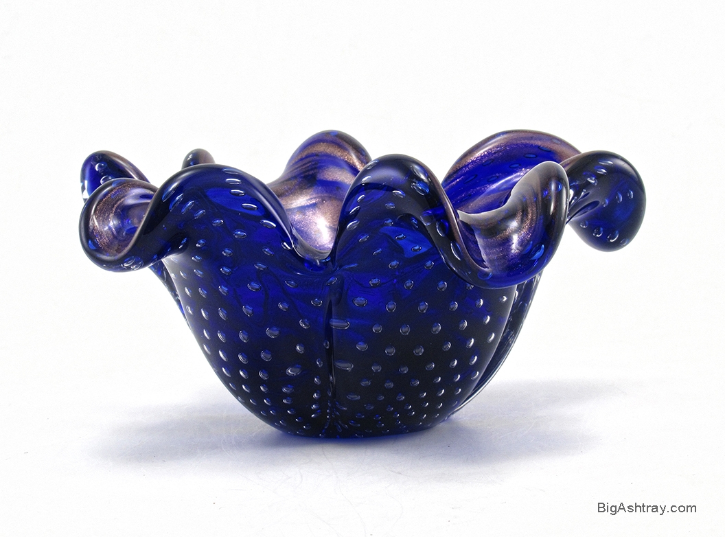 Barovier & Toso Bullicante Glass Leaf Cigar Bowl with Copper Aventurine Murano - Image 4