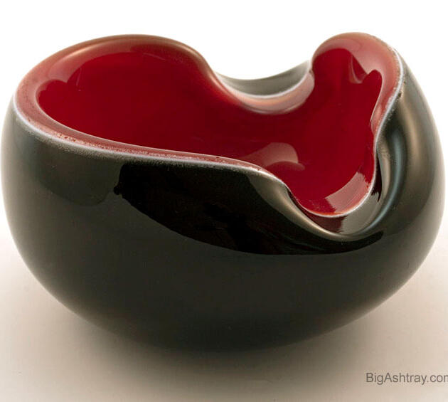 Vintage Modernist Murano Glass Black Cherry Ashtray