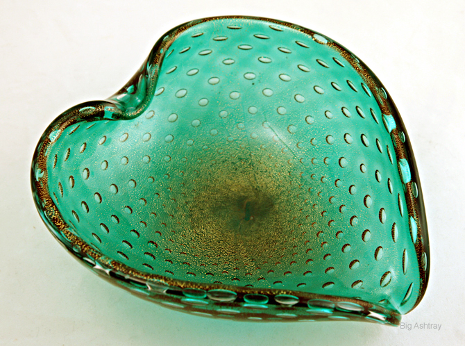 Vintage Murano Art Glass Gold Veil Cigar Bowl