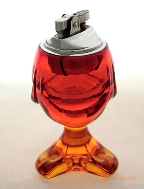 Vintage Persimmon Glass Viking Table Lighter