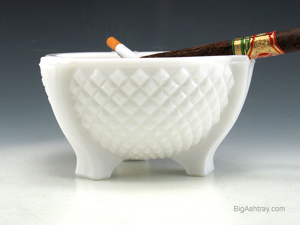 Cigar Ashtray Westmoreland Glass Tripod English Hobnail Vintage