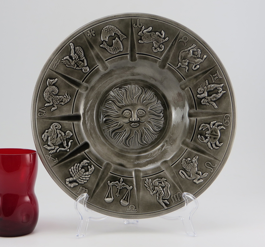 Vintage Zodiac Ashtray Hand-Made Pottery Great Detail - Image 3
