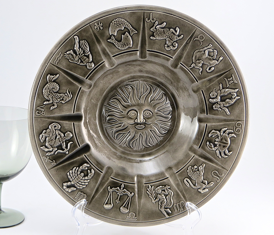 Vintage Zodiac Ashtray Hand-Made Pottery Great Detail