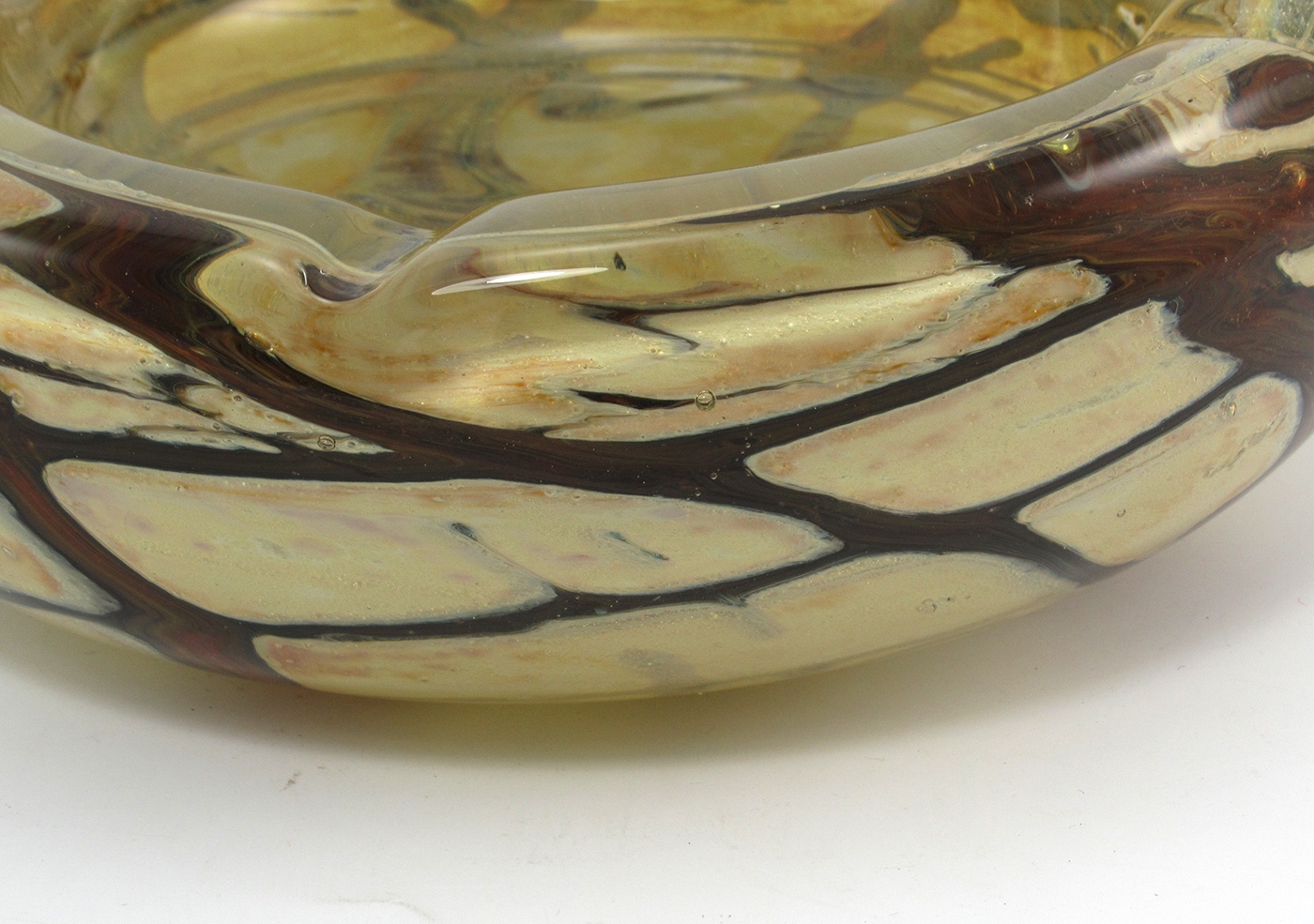 Big MDG Malta Ashtray in Earthtones 1970's Art Glass - Image 2