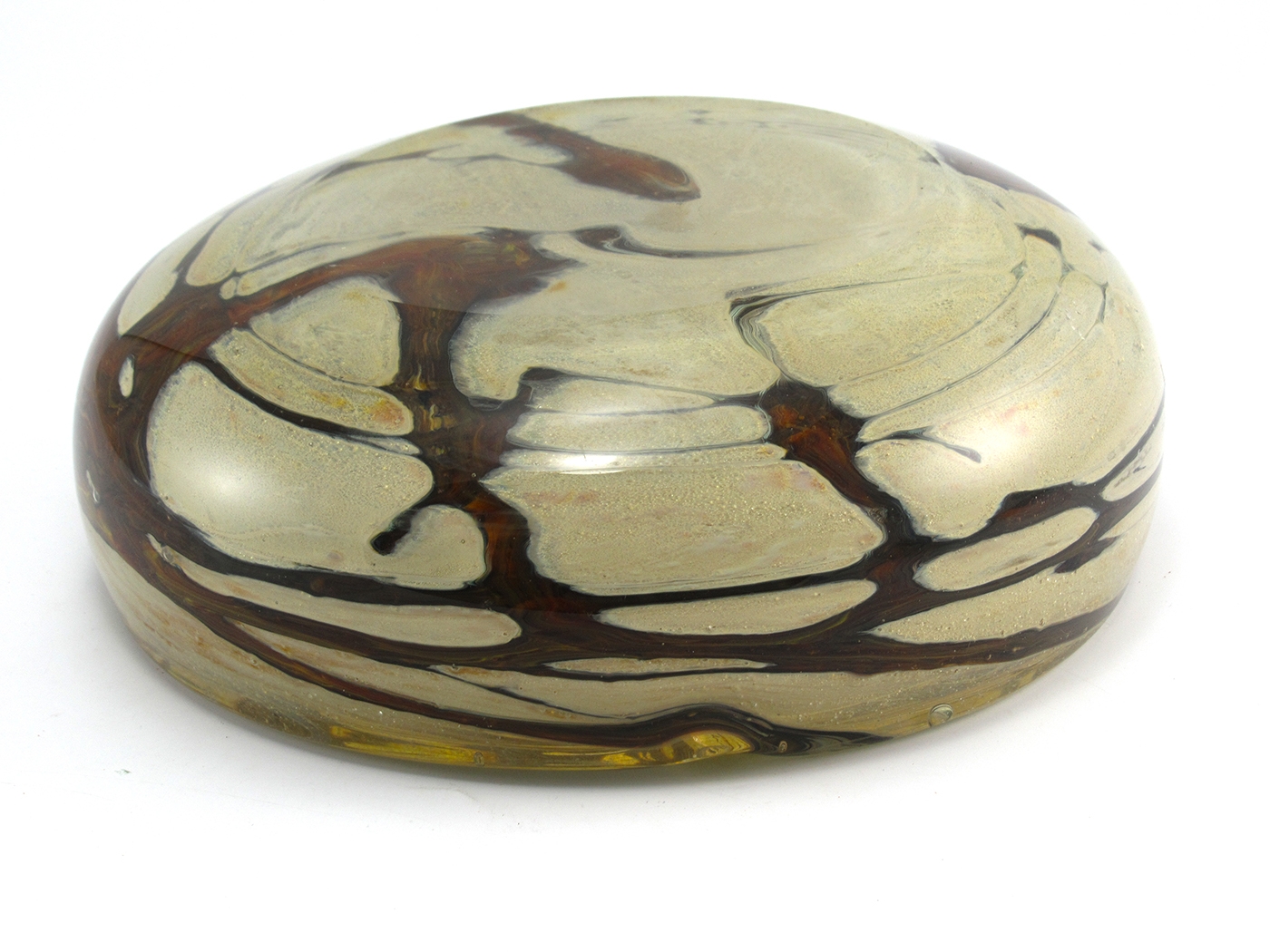 Big MDG Malta Ashtray in Earthtones 1970's Art Glass - Image 4